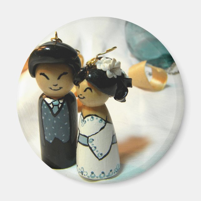 Kokeshi Hochzeit I Magnet (Vorne)
