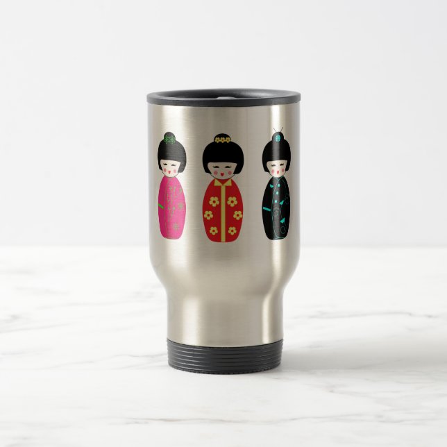 Kokeshi hölzerne Puppen - japanische Art-Puppen Reisebecher (Mittel)