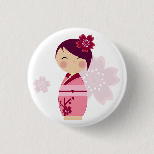 Kokeshi Kirschblüte Button