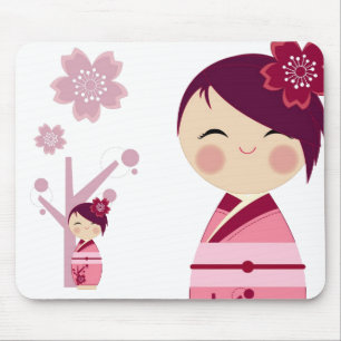 Kokeshi Kirschblüte Mousepad