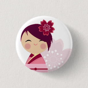 Kokeshi Kirschblüte nahes hohes Button
