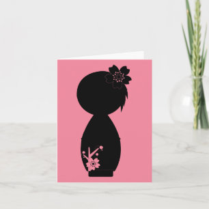 Kokeshi Kirschblüte Silhouette-Anmerkungs-Karte Karte