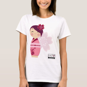 Kokeshi Kirschblüte Spitze T-Shirt