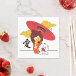 KOKESHI LIEBE Chow Hundeherz Serviette