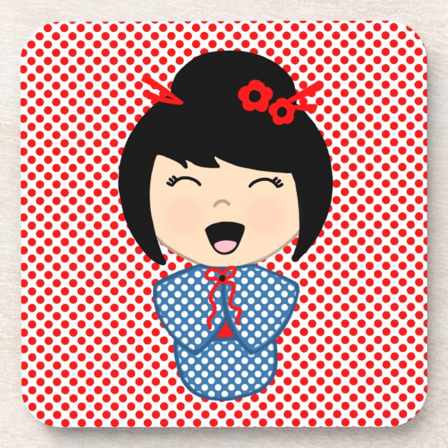 Kokeshi Puppe 1 Untersetzer mit Korkrücken - Set v (Vorderseite)