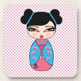 Kokeshi Puppe 2 Untersetzer mit Korkrücken - Set v