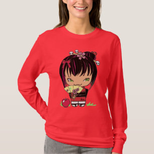 Kokeshi Puppe Miao Apfel-Rot-Shirt T-Shirt