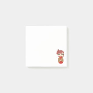 Kokeshi-Puppe Rot 3" x 3" Post-it® Notes Post-it Klebezettel