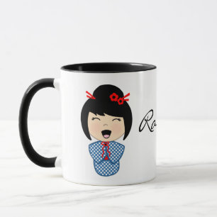 Kokeshi-Puppe Schwarz 11 oz Kombi-Tasse Tasse