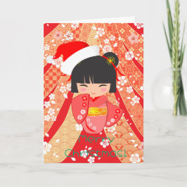 Kokeshi-Puppe Weihnachtskarte Karte