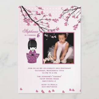 Kokeshi Puppen-Foto-Einladung Einladung