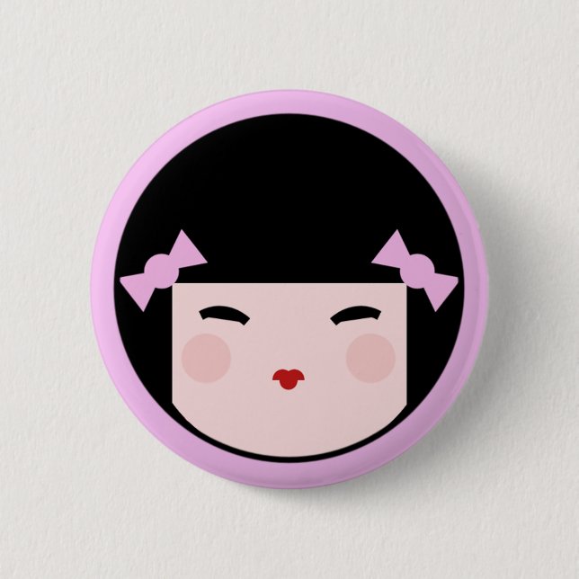 Kokeshi Puppen-Gesichts-Knopf-Abzeichen Button (Vorderseite)