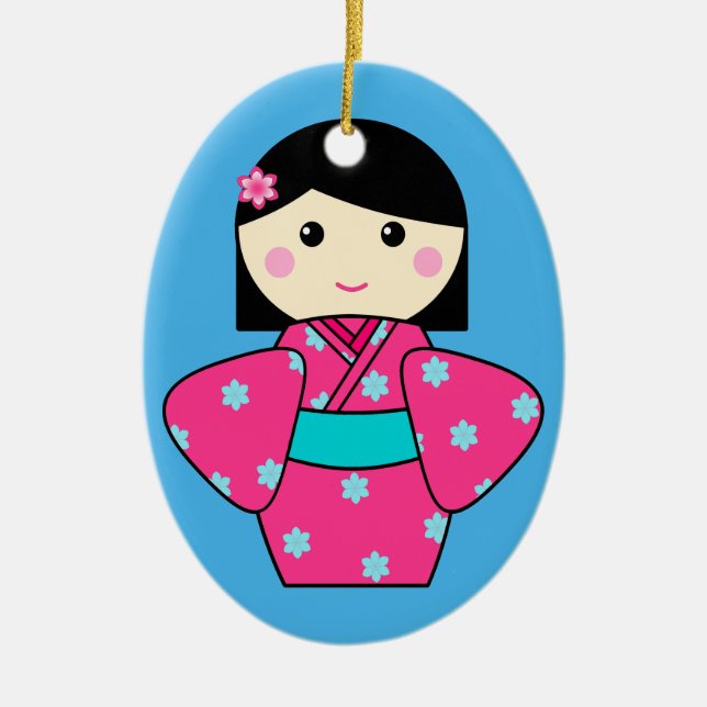 Kokeshi Puppen-Verzierung Keramikornament (Vorne)
