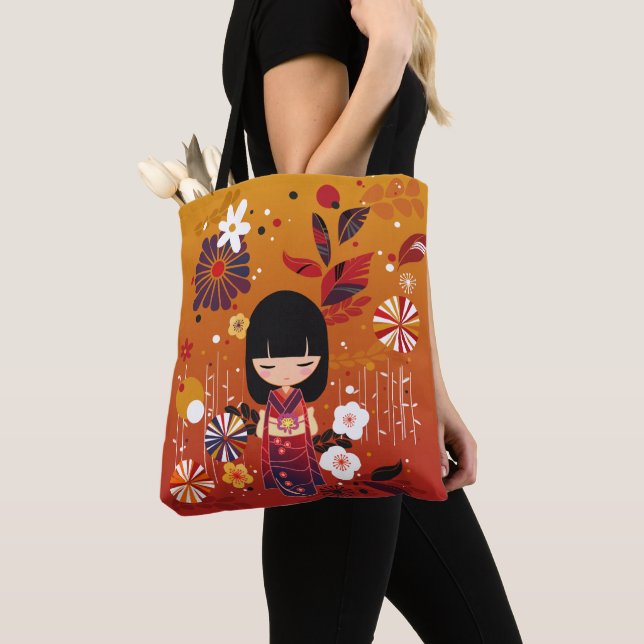 Kokeshi-Puppenwald Tasche (Von Nahem)