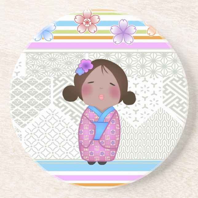Kokeshi-Sakura Sandstein Untersetzer (Vorne)