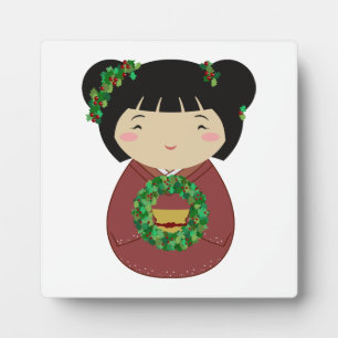Kokeshi WeihnachtsKranz Fotoplatte