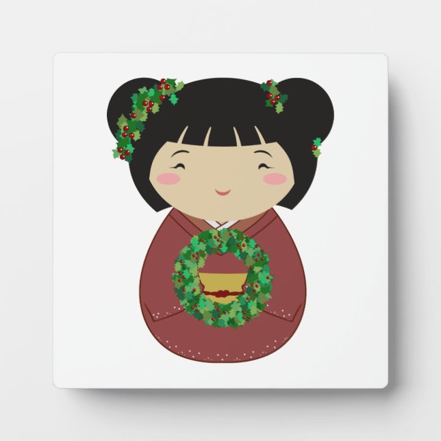 Kokeshi WeihnachtsKranz Fotoplatte (Vorderseite)