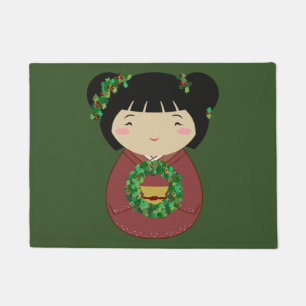Kokeshi WeihnachtsKranz Fußmatte