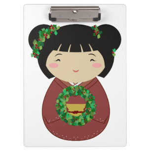 Kokeshi WeihnachtsKranz Klemmbrett