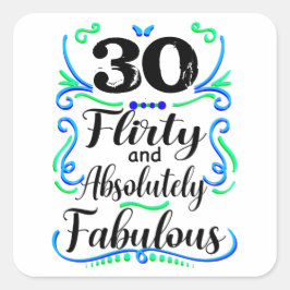 Kokett Absolut fabelhaft Vintag 30. Geburtstag Quadratischer Aufkleber