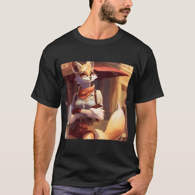 Kokett Anthro Furry Fox Girl CasualClothing Dapple T-Shirt (Vorderseite)
