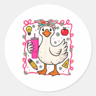 Kokette Alberne Gans Lehrerin Zurück Zur Schule Pr Runder Aufkleber