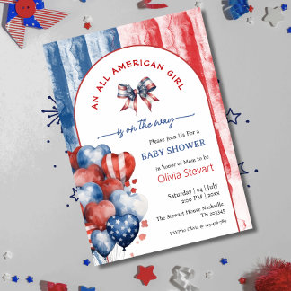 Kokette  All American Girl 4. Juli Babyshower Einladung