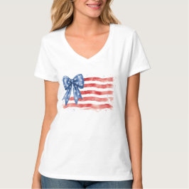 Kokette amerikanische Flagge Schleife Patriotisch T-Shirt