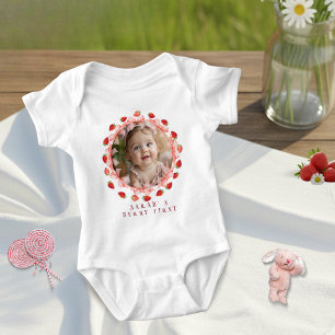 Kokette Beeren Erster Geburtstag Rot kariert Foto Baby Strampler