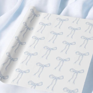 Kokette blaue Schleifenband-Verknotung Geschenkpapier