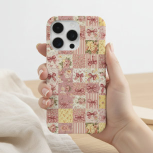 Kokette Blumen-Patchwork-Decke Frühjahrsblumen-Sch iPhone 15 Pro Hülle
