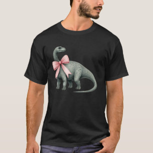 Kokette Bogen Brontosaurus Dinosaurier Mädchen Mut T-Shirt