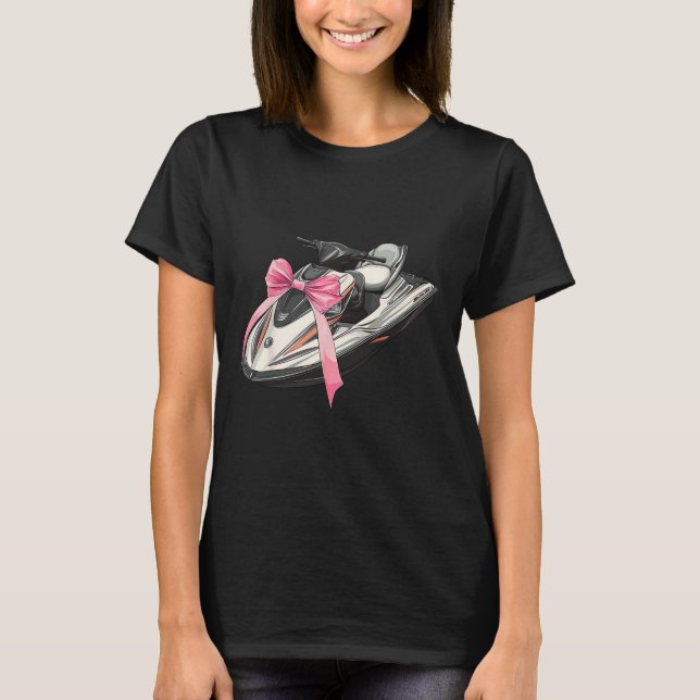 Kokette Bogen Jet Ski Jet Skiing Mädchen Mutter Ro T-Shirt (Vorderseite)