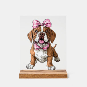 Kokette Bogenmastiff-Hundemutter Mädchen Rosa Acrylschild