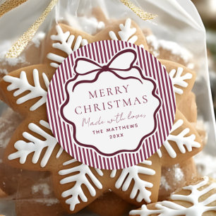 Kokette Burgund-Weihnachten mit Liebe gemacht Runder Aufkleber