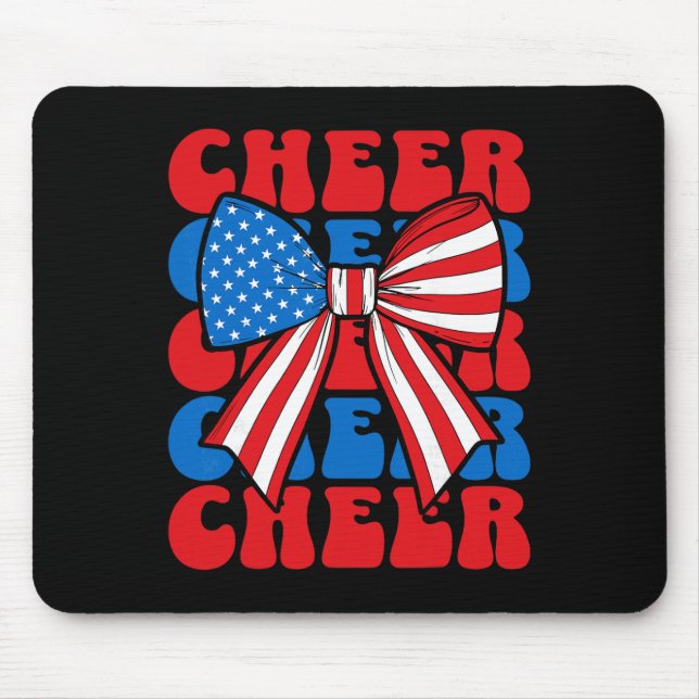 Kokette Cheer-Schleife Sport Cheerleader USA Ameri Mousepad (Vorne)