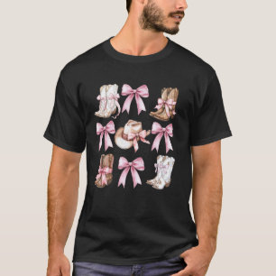 Kokette Cowgirl-Stiefel mit rosa Schleifen Ästheti T-Shirt