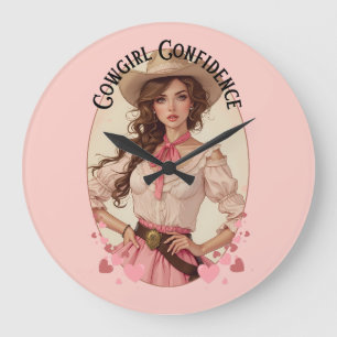 Kokette Cowgirl-Westernmode-Porträt Große Wanduhr