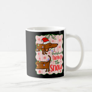 Kokette Dachshund Durch Den Schnee, Retro Weihnach Kaffeetasse