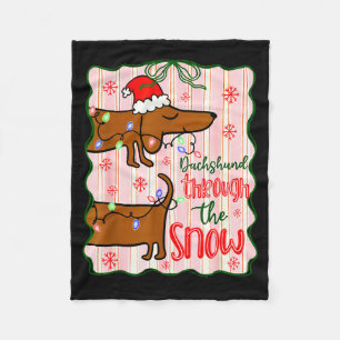 Kokette Dachshund im Schnee, Retro-Weihnachten Fleecedecke