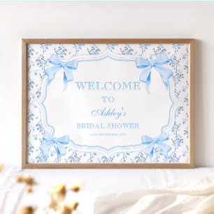 Kokette Elegante Blaue Schleife Brautparty Willkom Poster