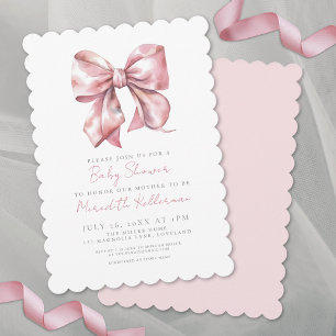Kokette Elegante Rosa Schleife Mädchen Babyparty Einladung