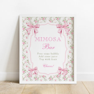 Kokette Elegante Rosa Schleife Mimosa Bar Plakat