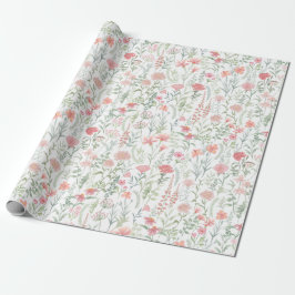 Kokette feminine rosa Wildblumenwiese Geschenkpapier