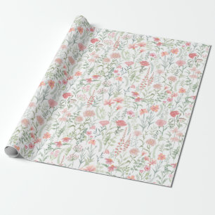 Kokette feminine rosa Wildblumenwiese Geschenkpapier