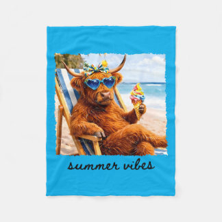 Kokette Highland-Kuh Sommer-Vibes Strandurlaub Fleecedecke