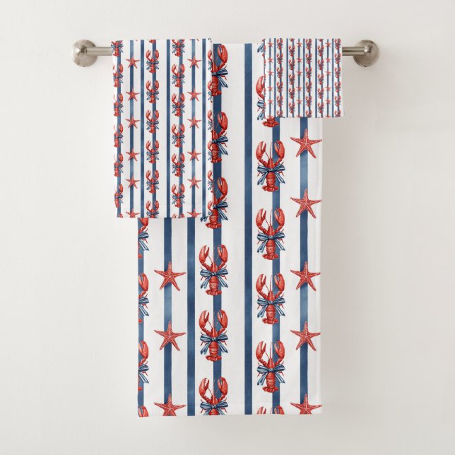 Kokette Hummer & Seesterne Badhandtuch Set (Insitu)