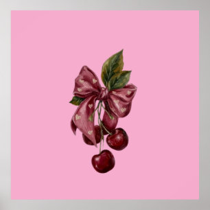Kokette Kirsch-Schleife Leinwand-Wandkunst Poster
