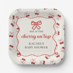 Kokette Kirsche Oben Baby Shower Papierplatten Pappteller