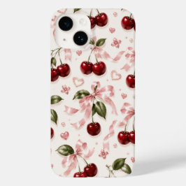 Kokette Kirsche und rosa Satinschleife nahtloses M Case-Mate iPhone 14 Hülle